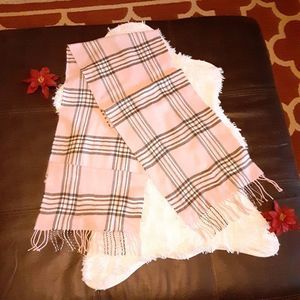 100% Cashmere preppy pink pattern scarf